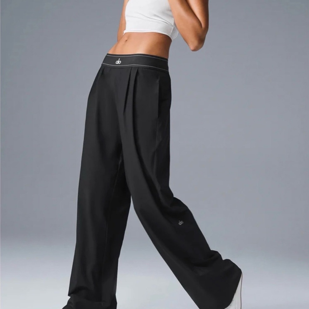 ALO Yoga Black Wide-Leg Track Pants